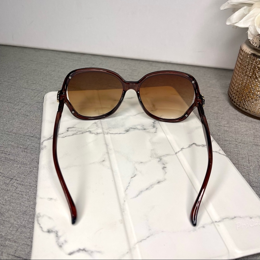 Brown & Gold Oversized Sunglasses Polarized New with Case - Picture 6 of 9